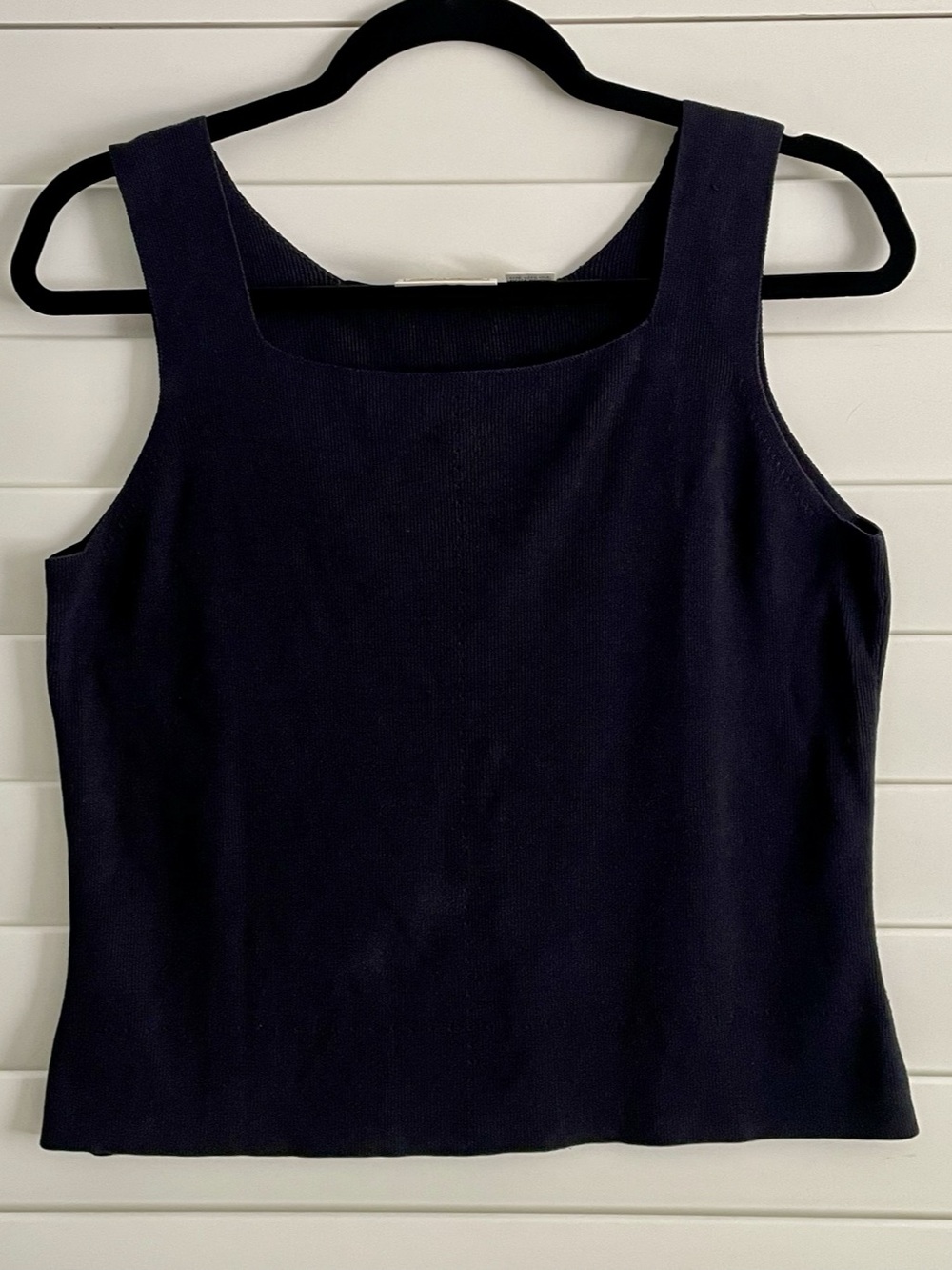 Vintage Field Manor 100% Silk Ribbed Knit Tank Top Black Medium